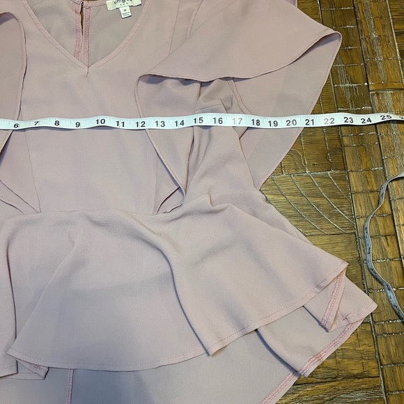 Umgee Pink Flutter Sleeve Ruffled Peplum Blouse - Picture 6 of 10